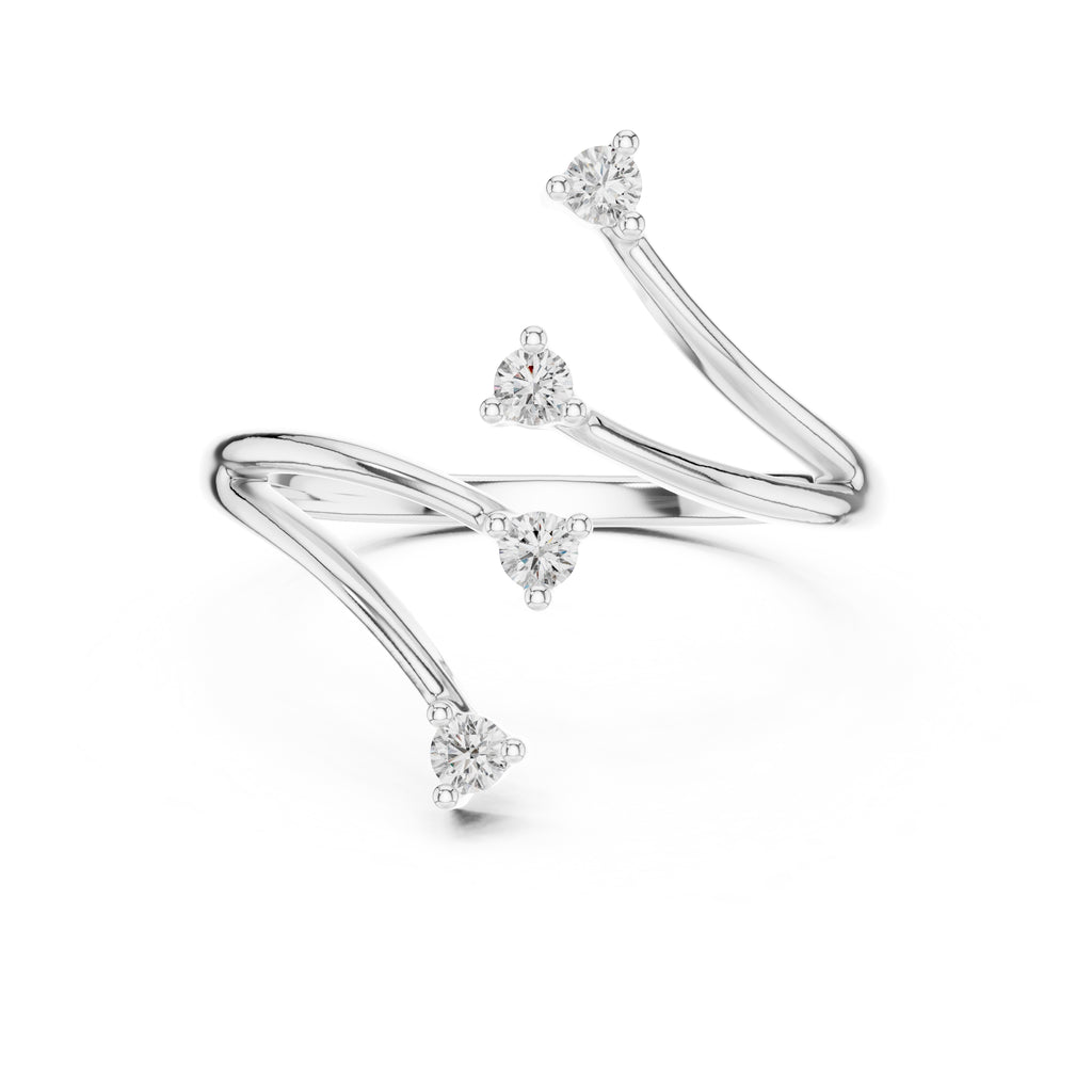 Multi-Stone Spiral Wrap Ring White Gold