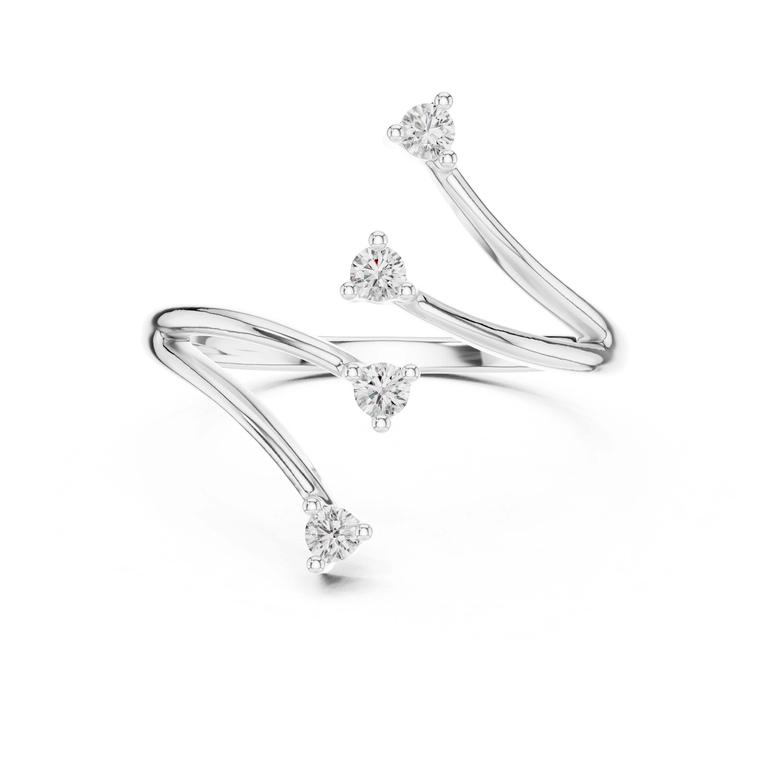 Multi-Stone Spiral Wrap Ring White Gold