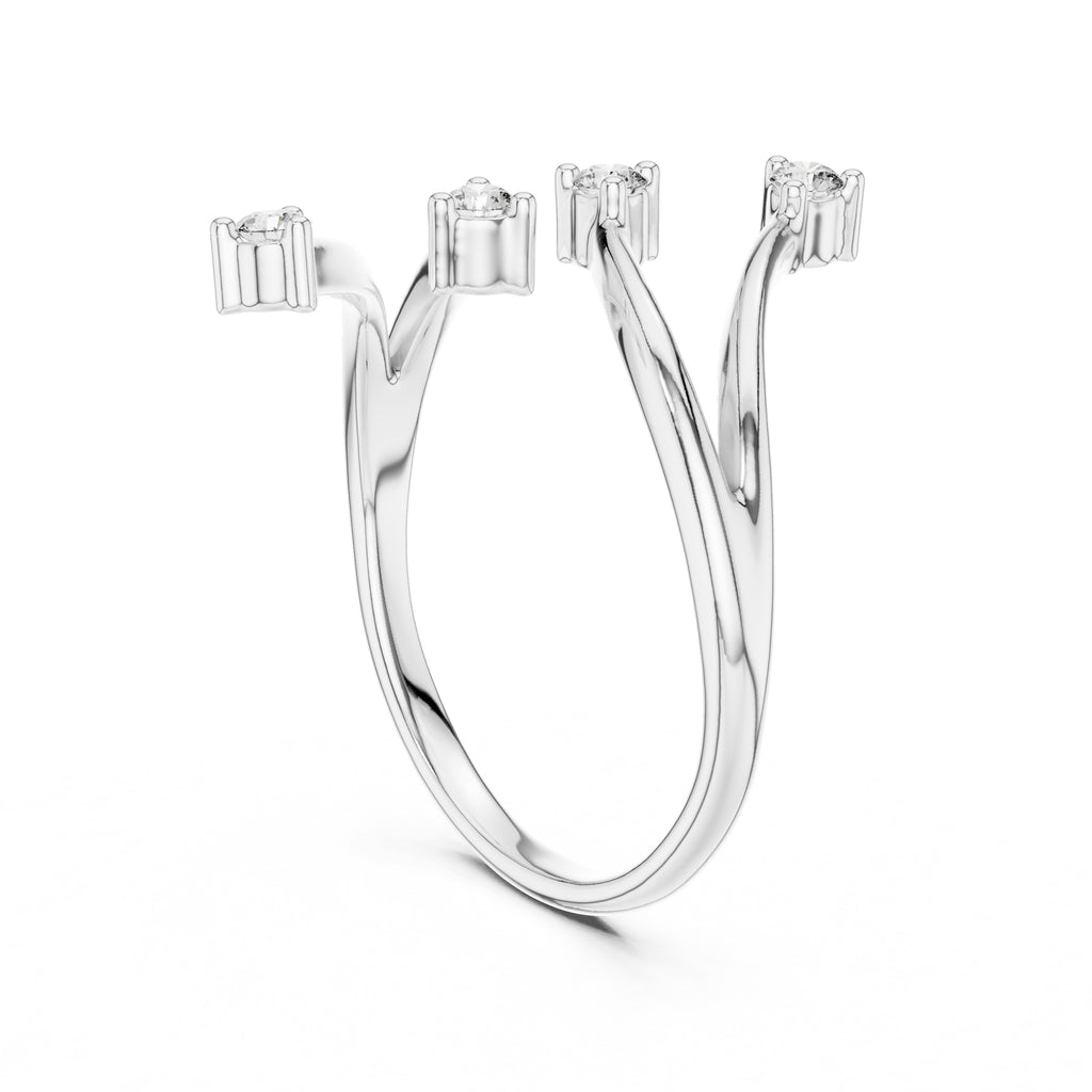 Multi-Stone Spiral Wrap Ring White Gold