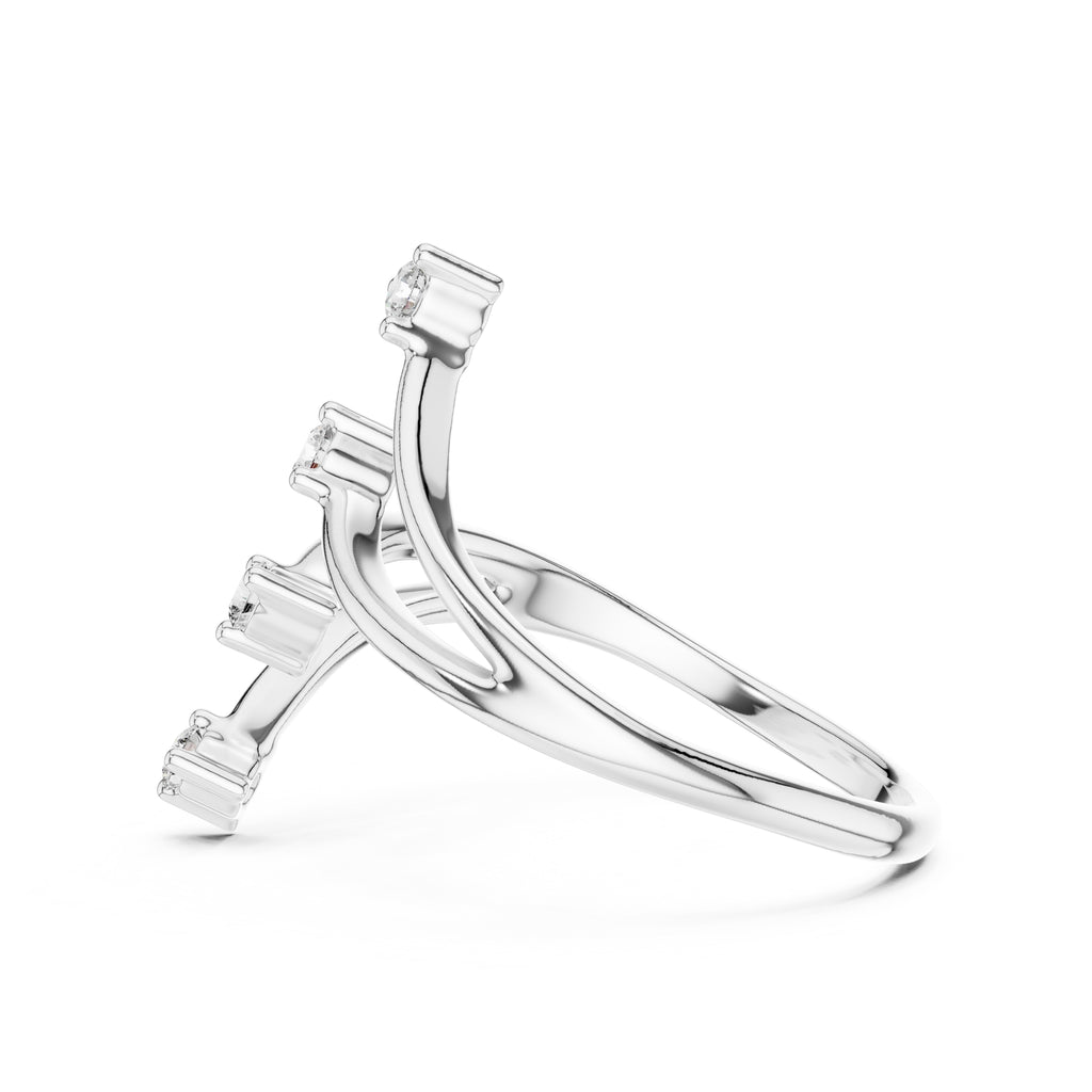 Multi-Stone Spiral Wrap Ring White Gold
