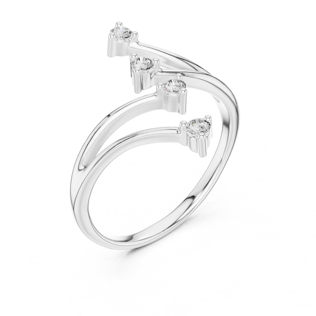 Multi-Stone Spiral Wrap Ring White Gold