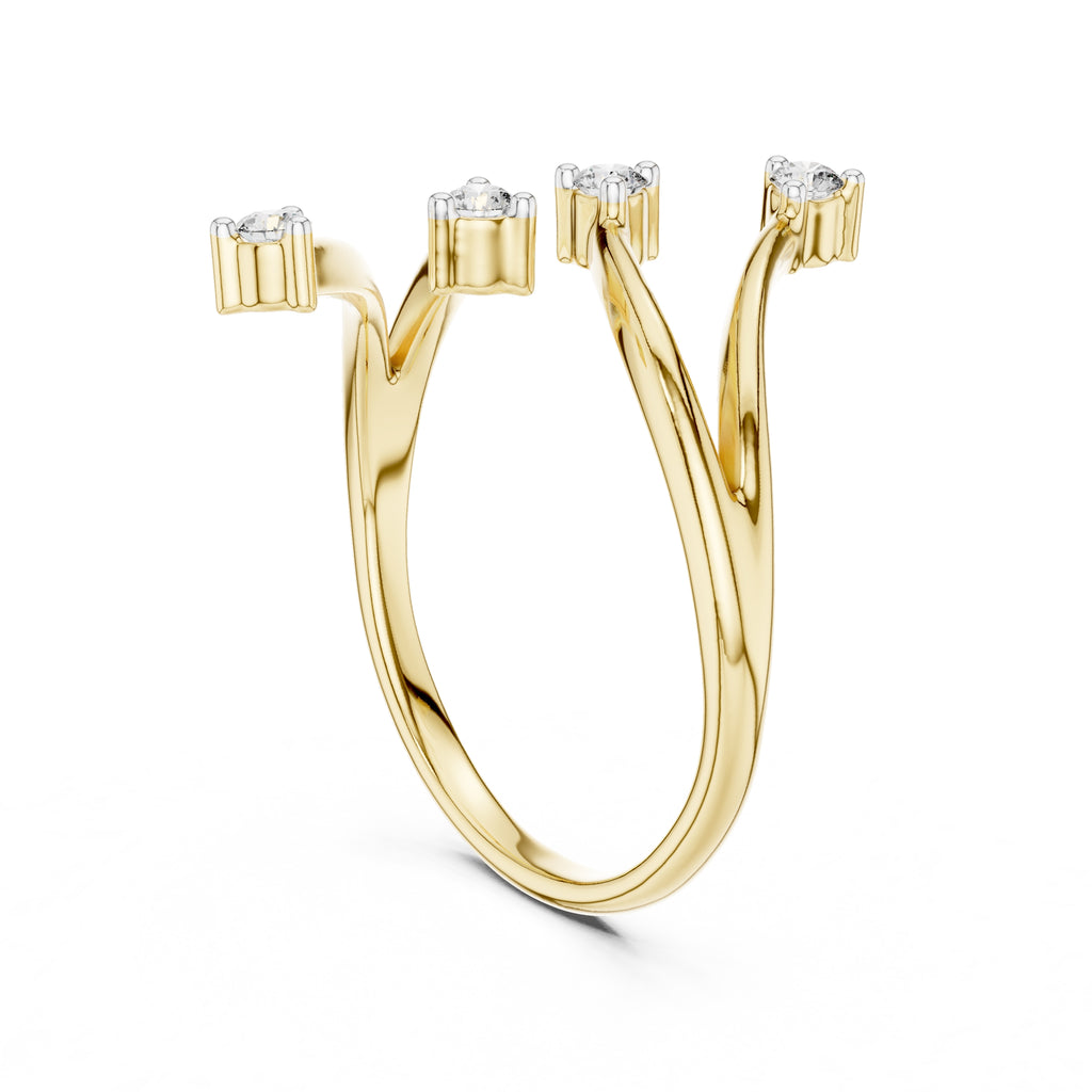 Multi-Stone Spiral Wrap Ring Yellow Gold