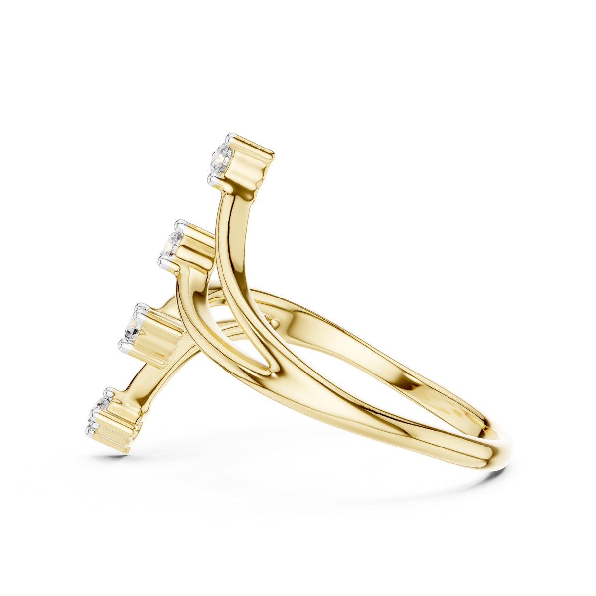 Multi-Stone Spiral Wrap Ring Yellow Gold