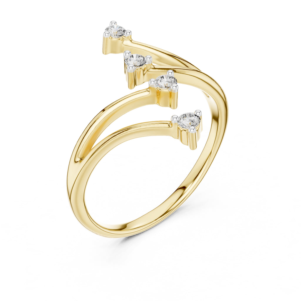 Multi-Stone Spiral Wrap Ring Yellow Gold