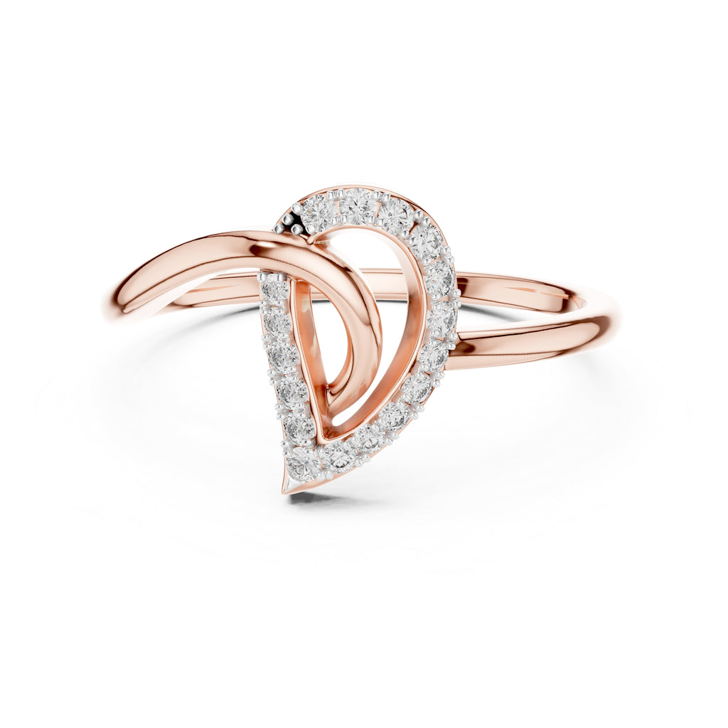 Nested Teardrop Pavé Minimalist Ring Rose Gold