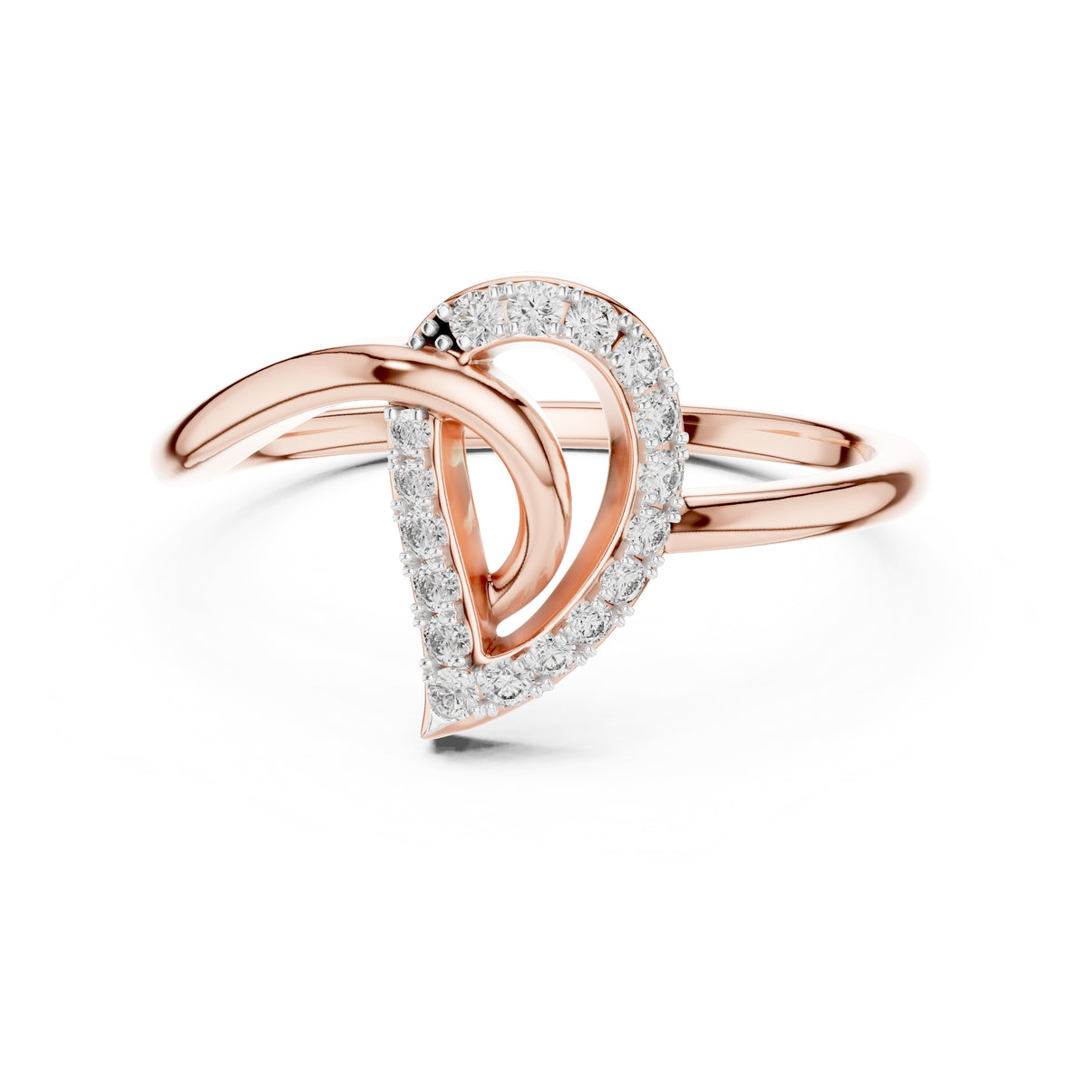 Nested Teardrop Pavé Minimalist Ring Rose Gold
