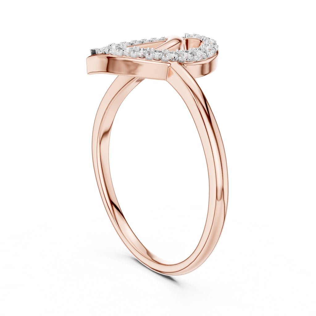 Nested Teardrop Pavé Minimalist Ring Rose Gold