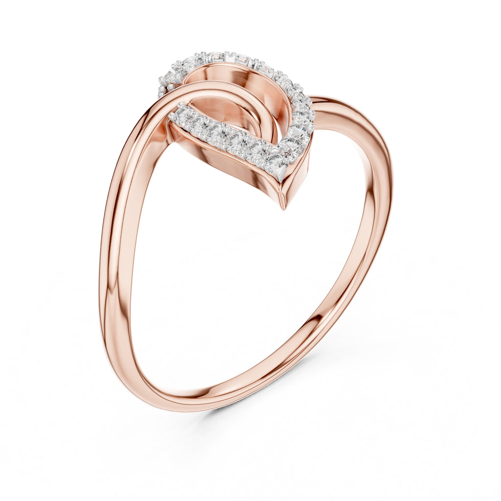 Nested Teardrop Pavé Minimalist Ring Rose Gold