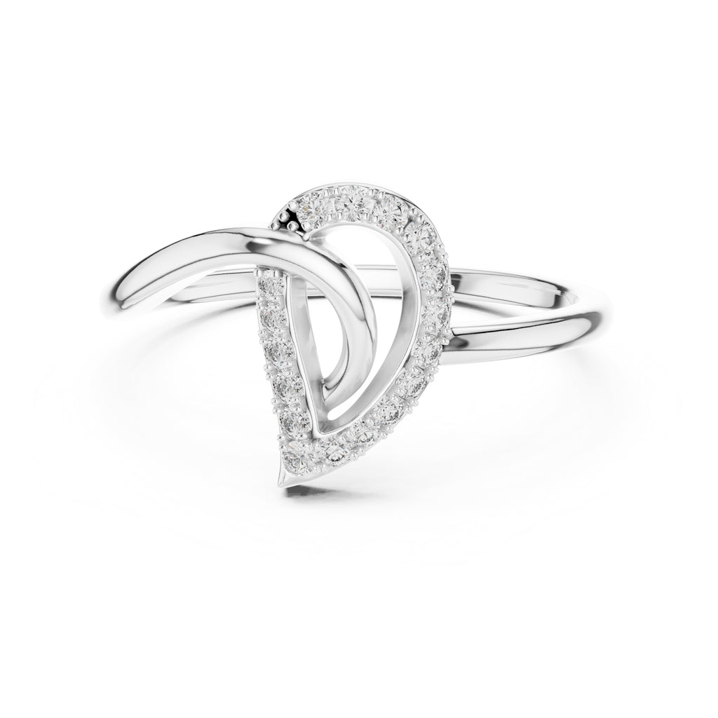 Nested Teardrop Pavé Minimalist Ring White Gold