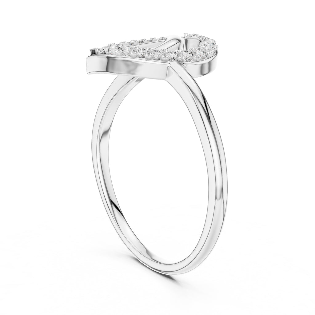 Nested Teardrop Pavé Minimalist Ring White Gold