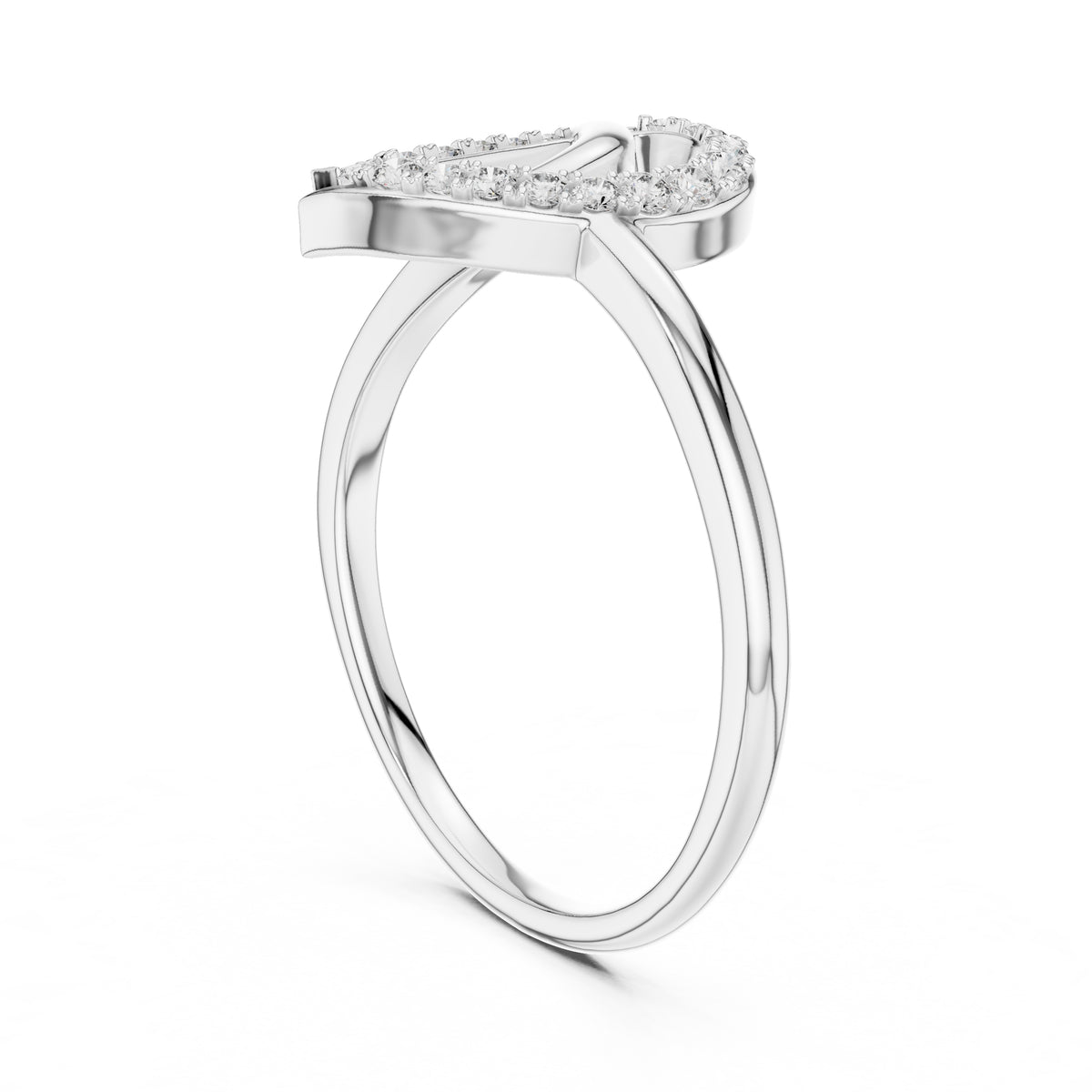 Nested Teardrop Pavé Minimalist Ring White Gold