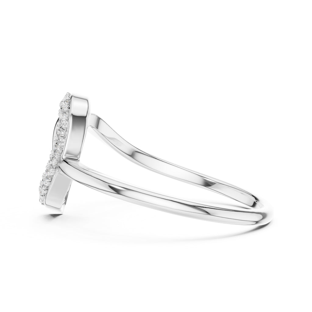 Nested Teardrop Pavé Minimalist Ring White Gold
