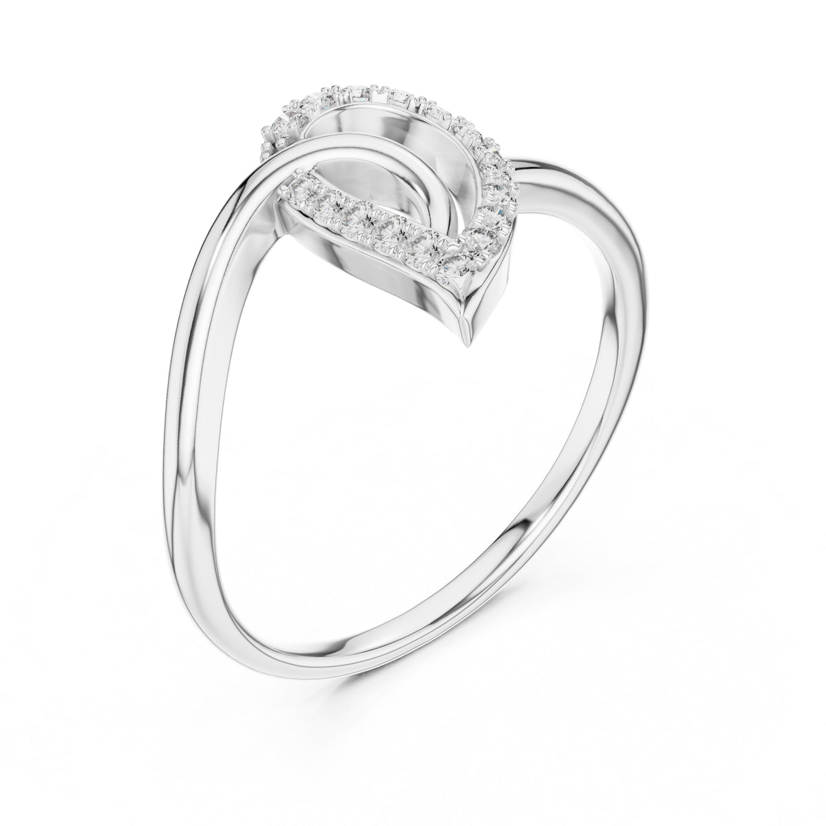 Nested Teardrop Pavé Minimalist Ring White Gold