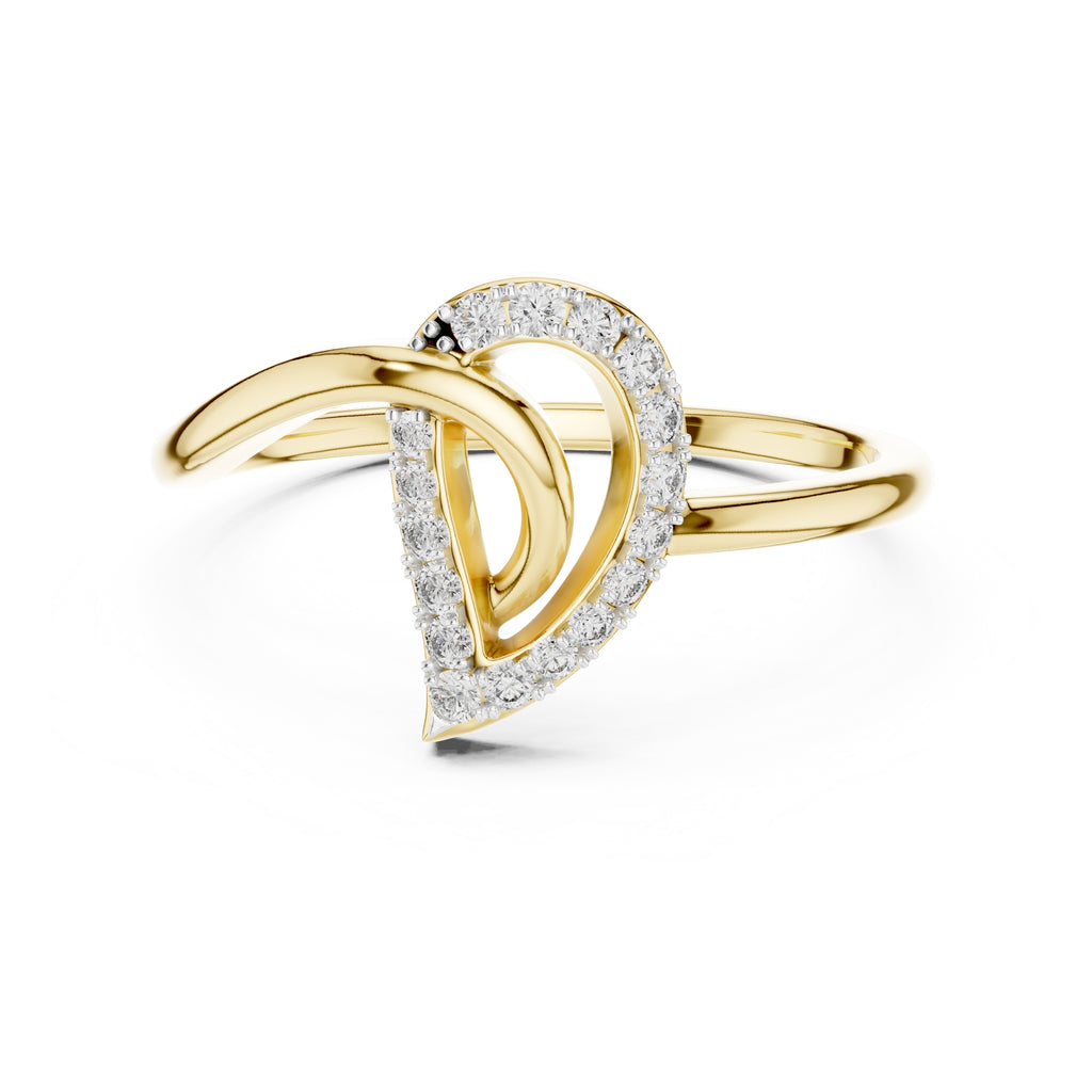 Nested Teardrop Pavé Minimalist Ring Yellow Gold