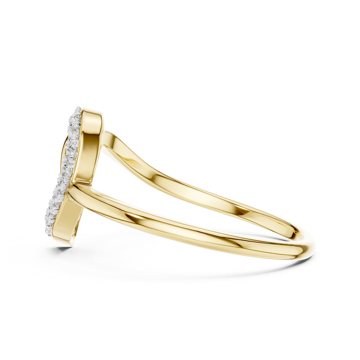Nested Teardrop Pavé Minimalist Ring Yellow Gold