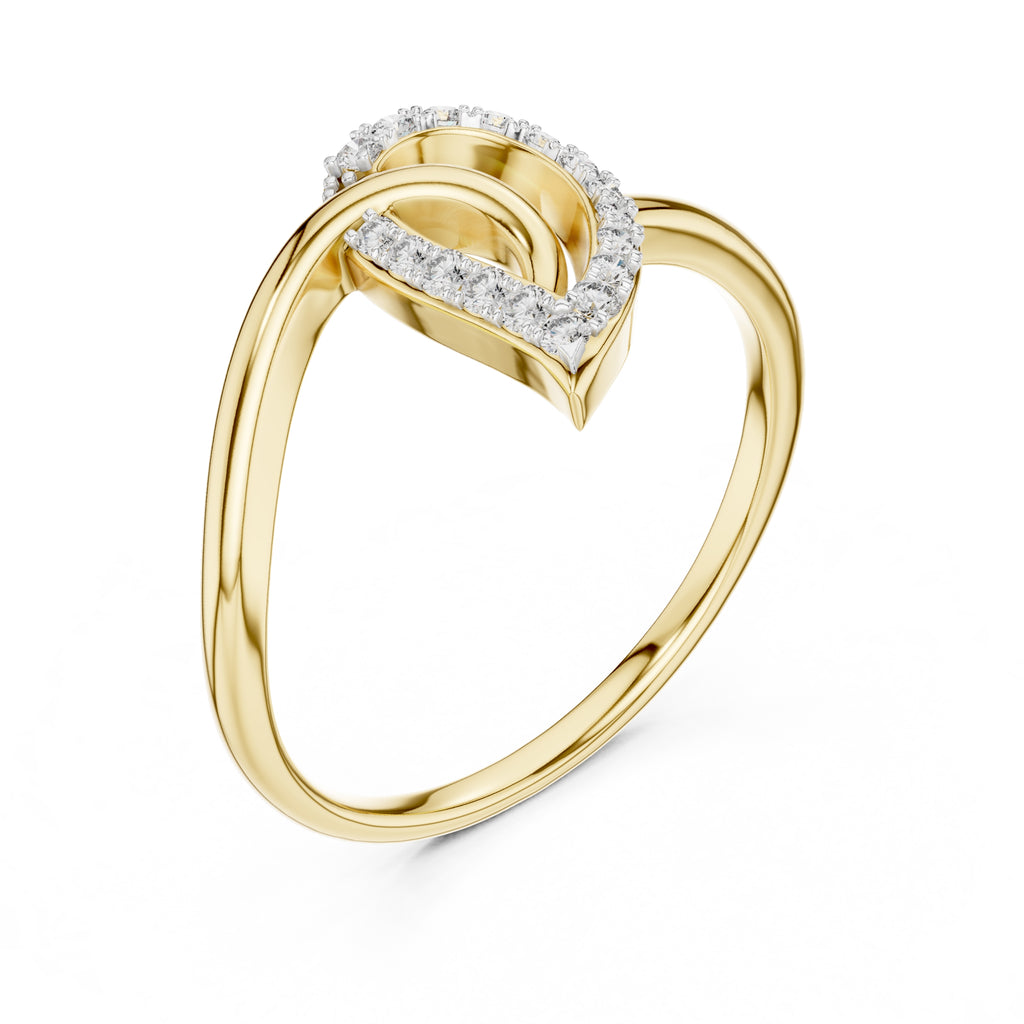 Nested Teardrop Pavé Minimalist Ring Yellow Gold