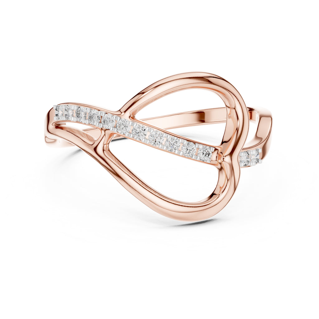 Swooping Bridge Pavé Minimalist Ring Rose Gold