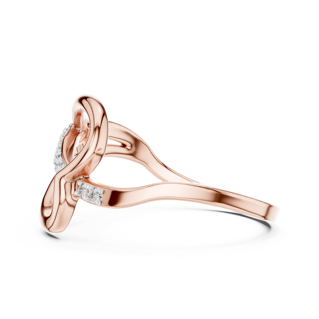 Swooping Bridge Pavé Minimalist Ring Rose Gold