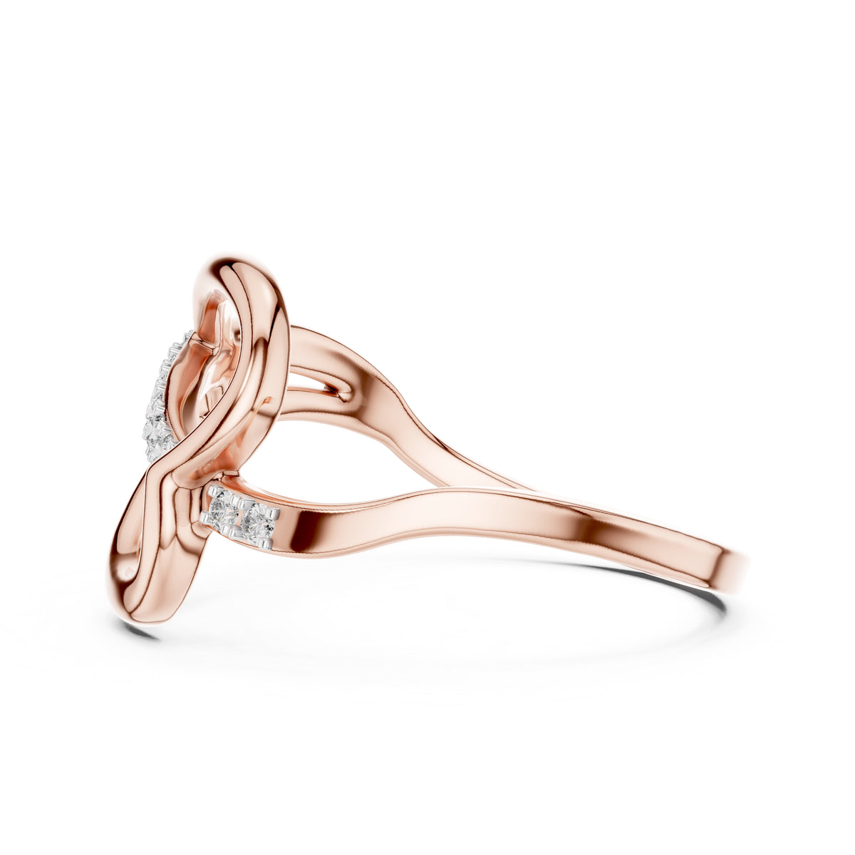 Swooping Bridge Pavé Minimalist Ring Rose Gold