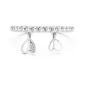 Beaded Heart Charm Ring White Gold