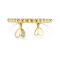 Beaded Heart Charm Ring Yellow Gold