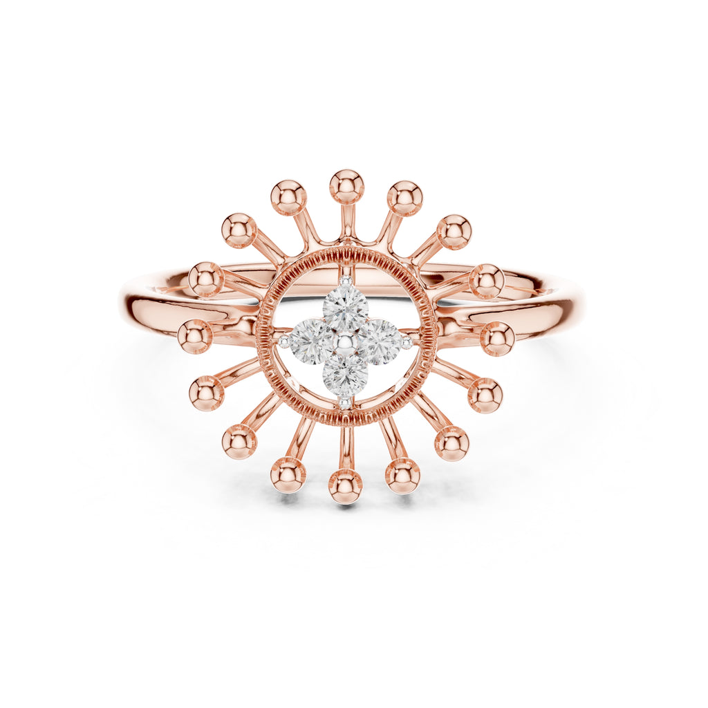Radiant Sunburst Cluster Statement Ring Rose Gold