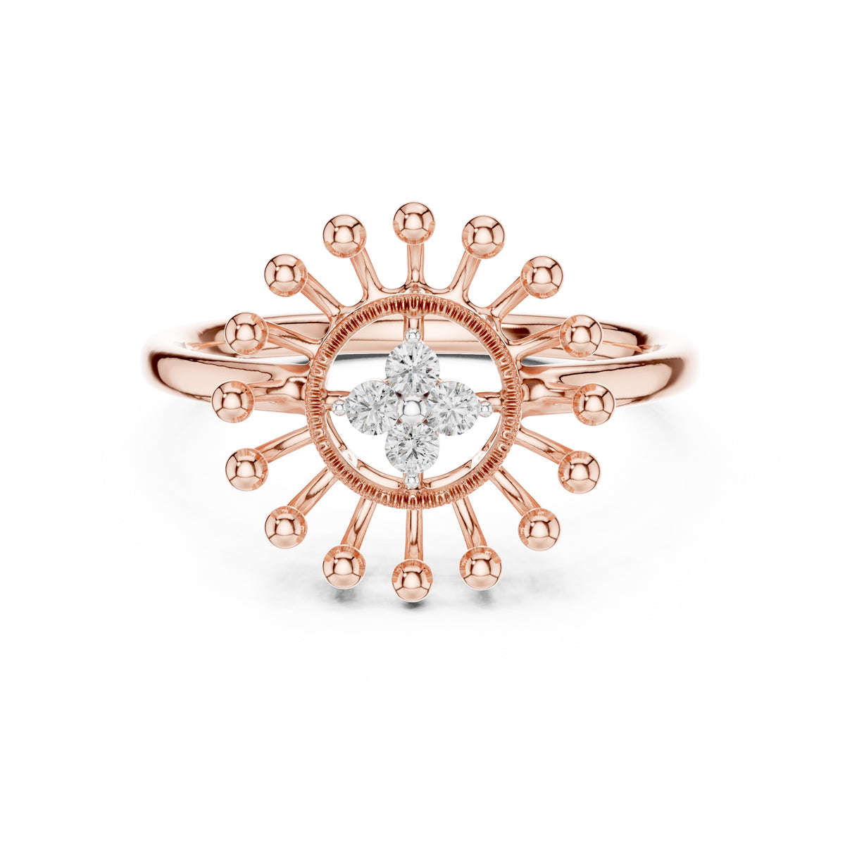 Radiant Sunburst Cluster Statement Ring Rose Gold