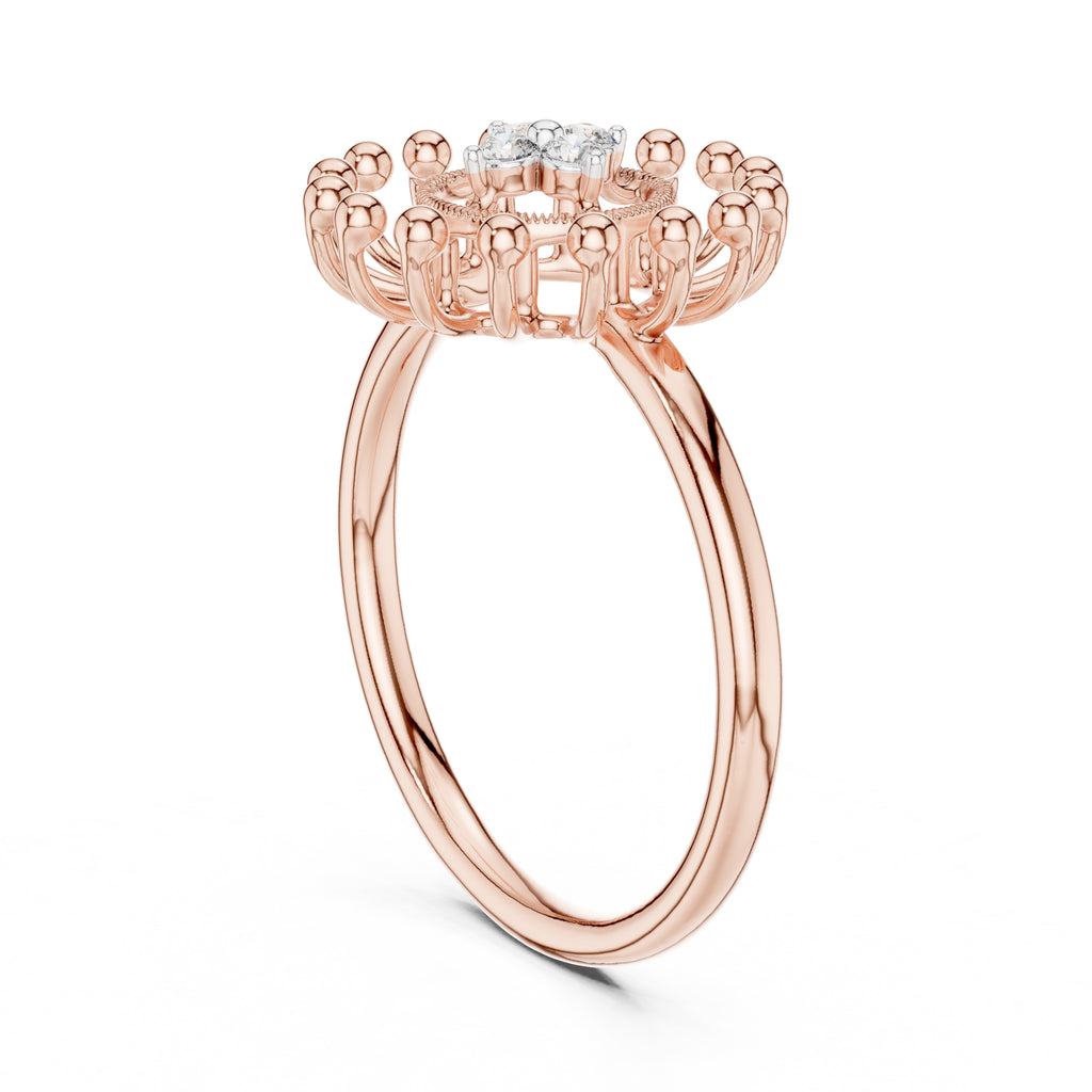 Radiant Sunburst Cluster Statement Ring Rose Gold