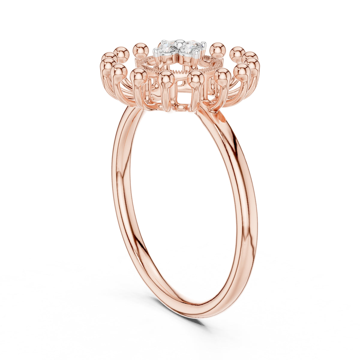 Radiant Sunburst Cluster Statement Ring Rose Gold