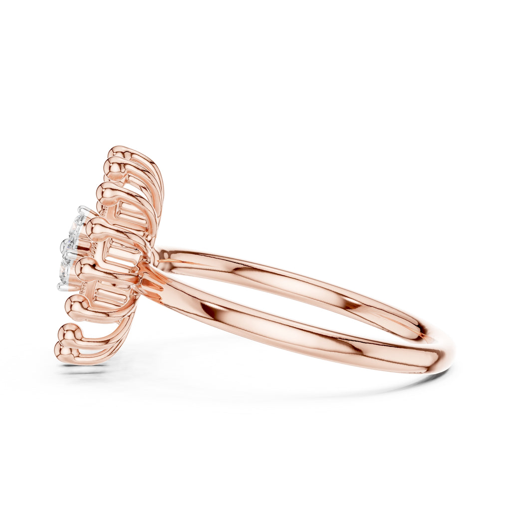 Radiant Sunburst Cluster Statement Ring Rose Gold