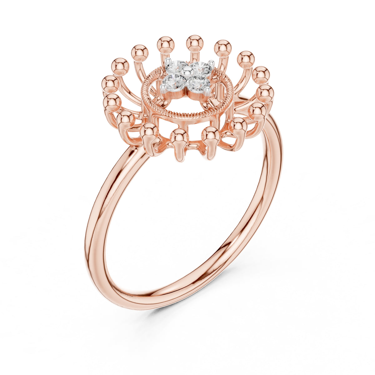 Radiant Sunburst Cluster Statement Ring Rose Gold