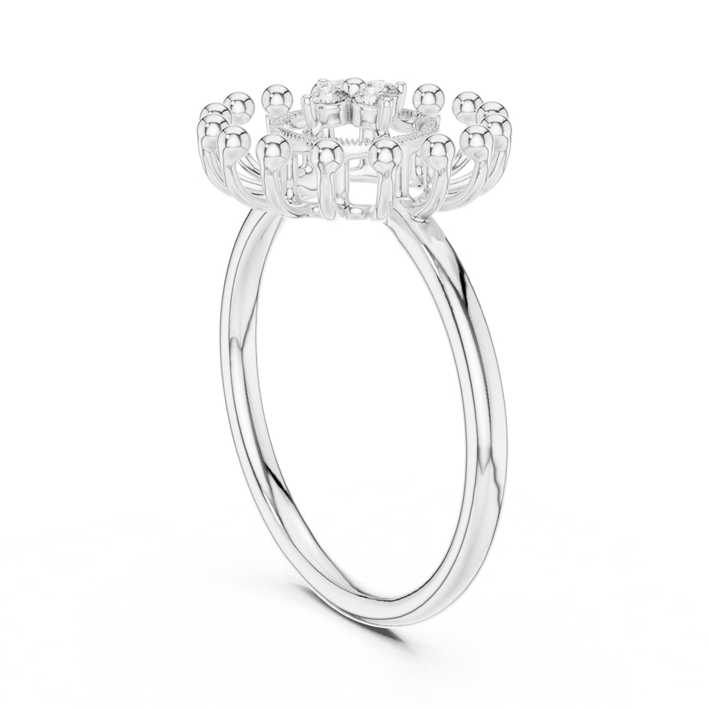 Radiant Sunburst Cluster Statement Ring White Gold