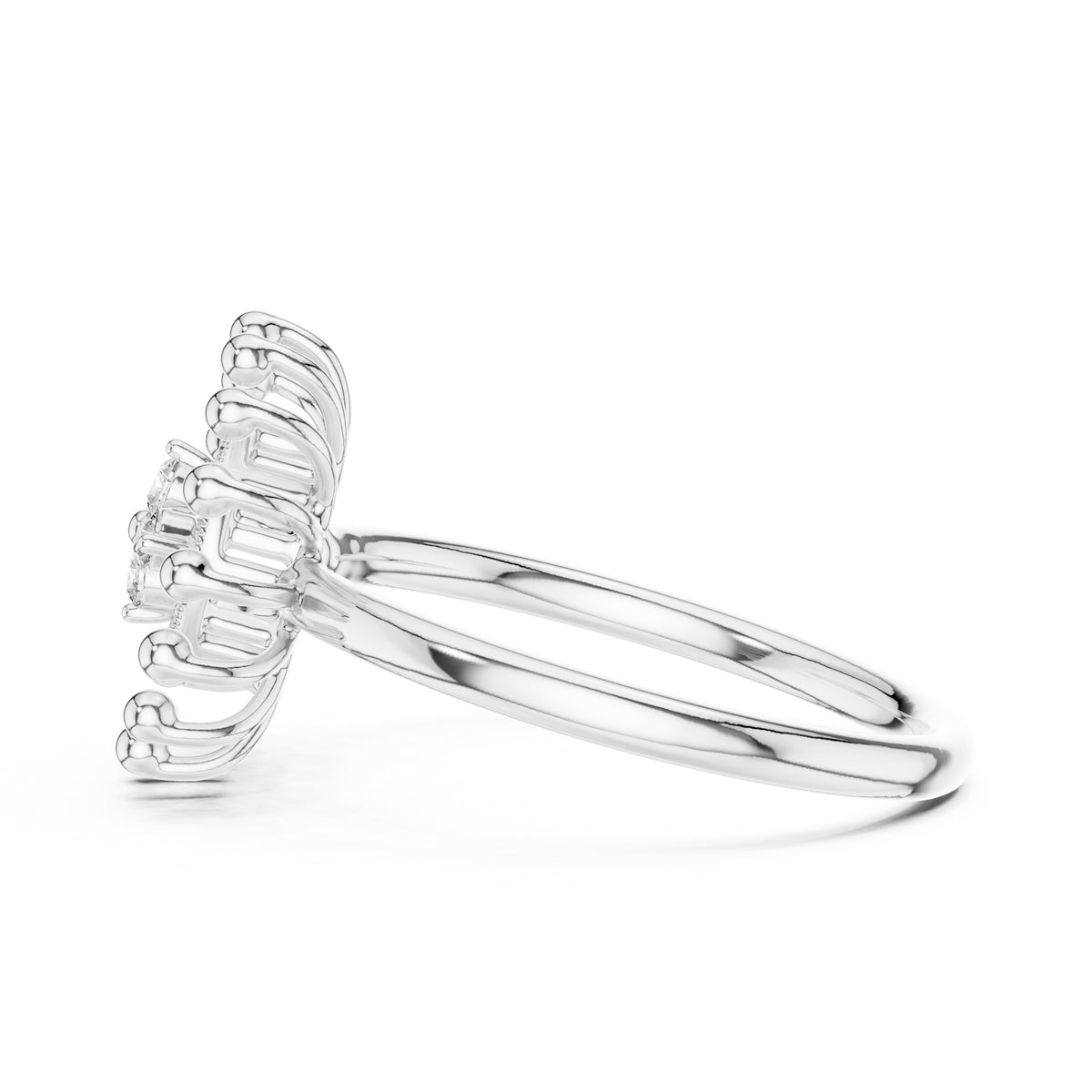Radiant Sunburst Cluster Statement Ring White Gold