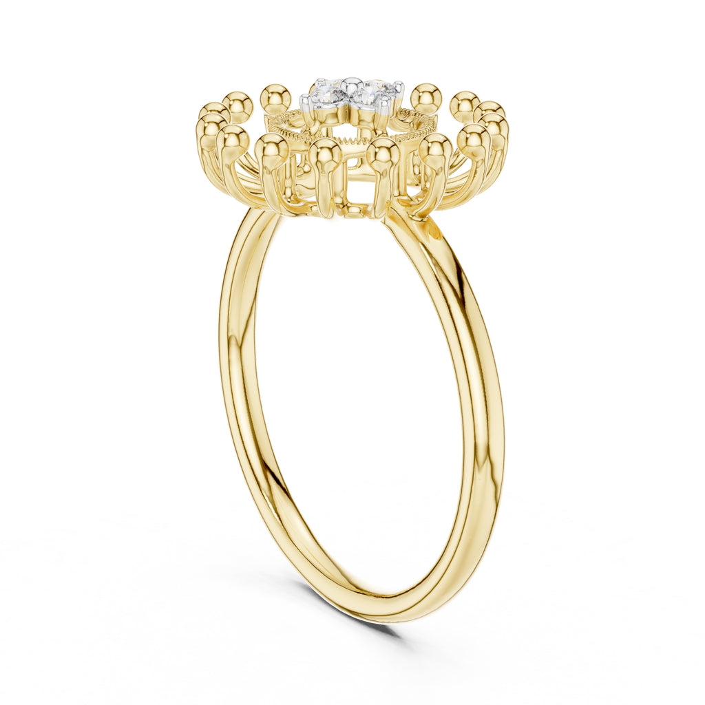 Radiant Sunburst Cluster Statement Ring Yellow Gold