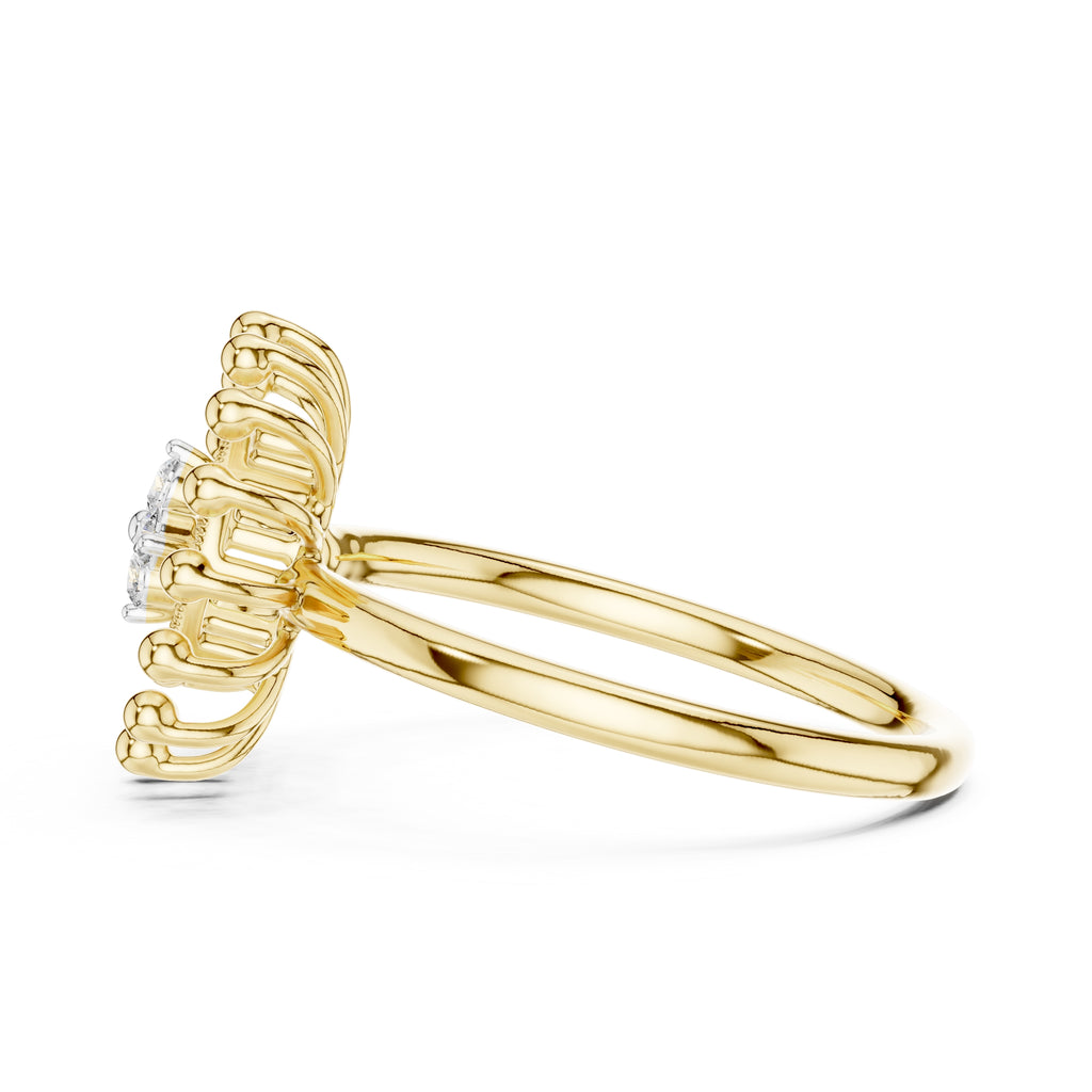 Radiant Sunburst Cluster Statement Ring Yellow Gold