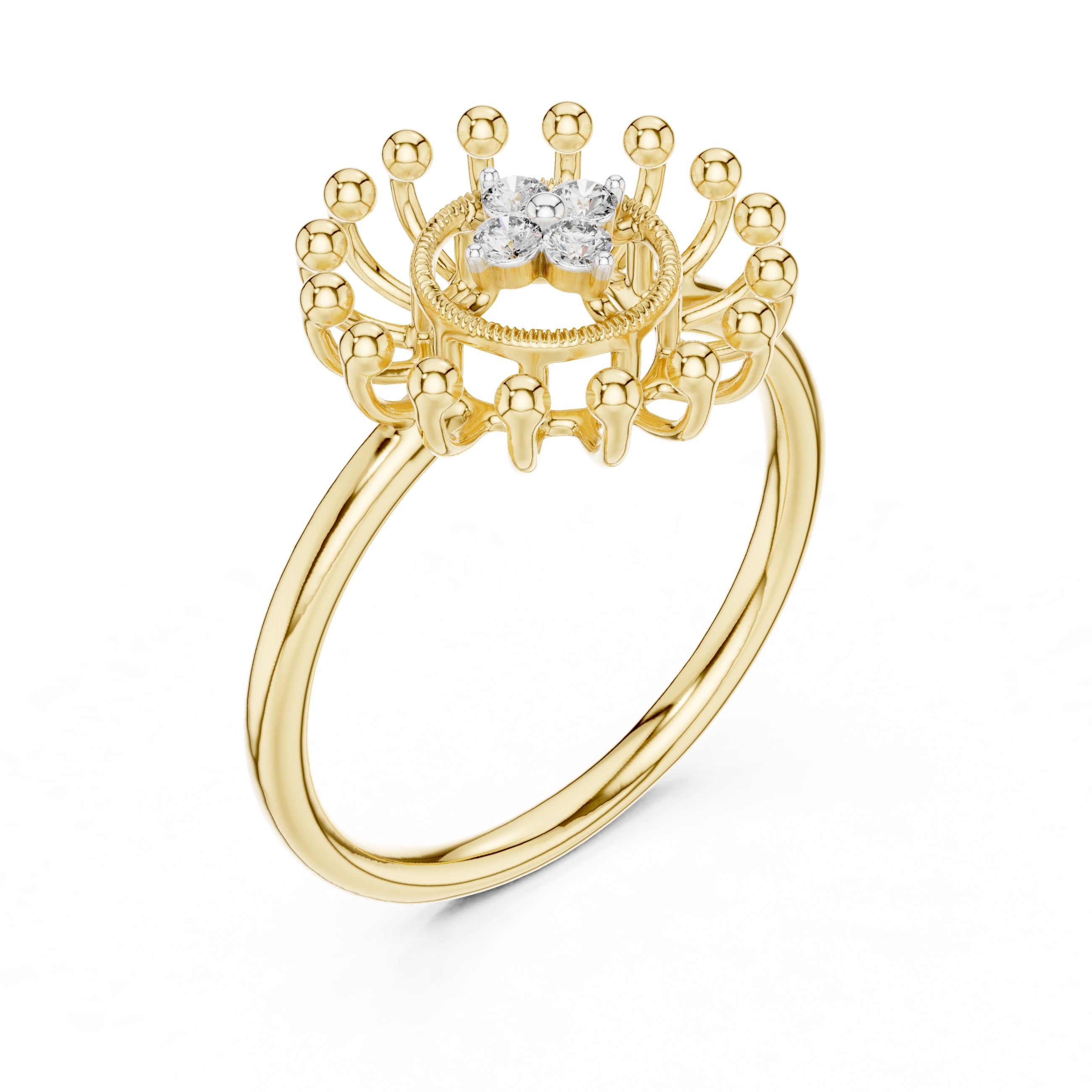 Radiant Sunburst Cluster Statement Ring Yellow Gold
