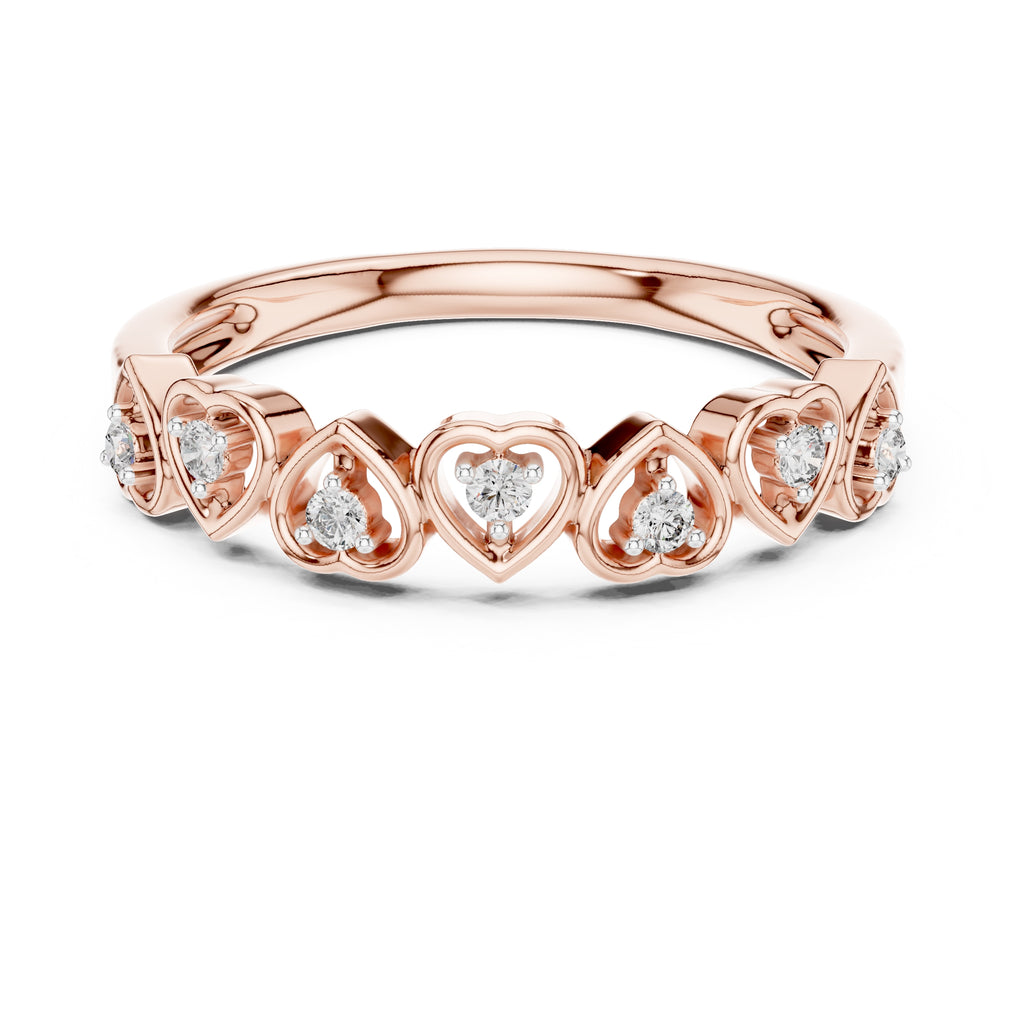 Interlinked Heart Diamond Band Rose Gold