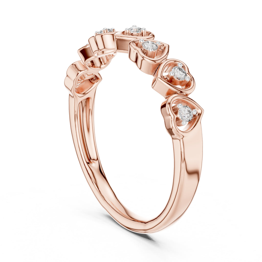 Interlinked Heart Diamond Band Rose Gold