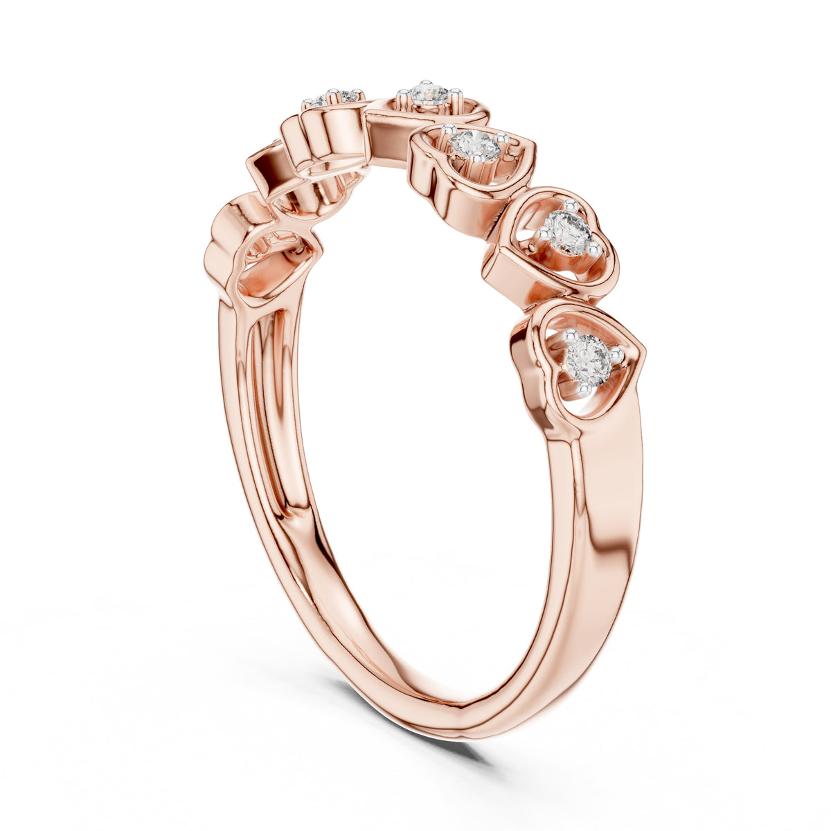 Interlinked Heart Diamond Band Rose Gold