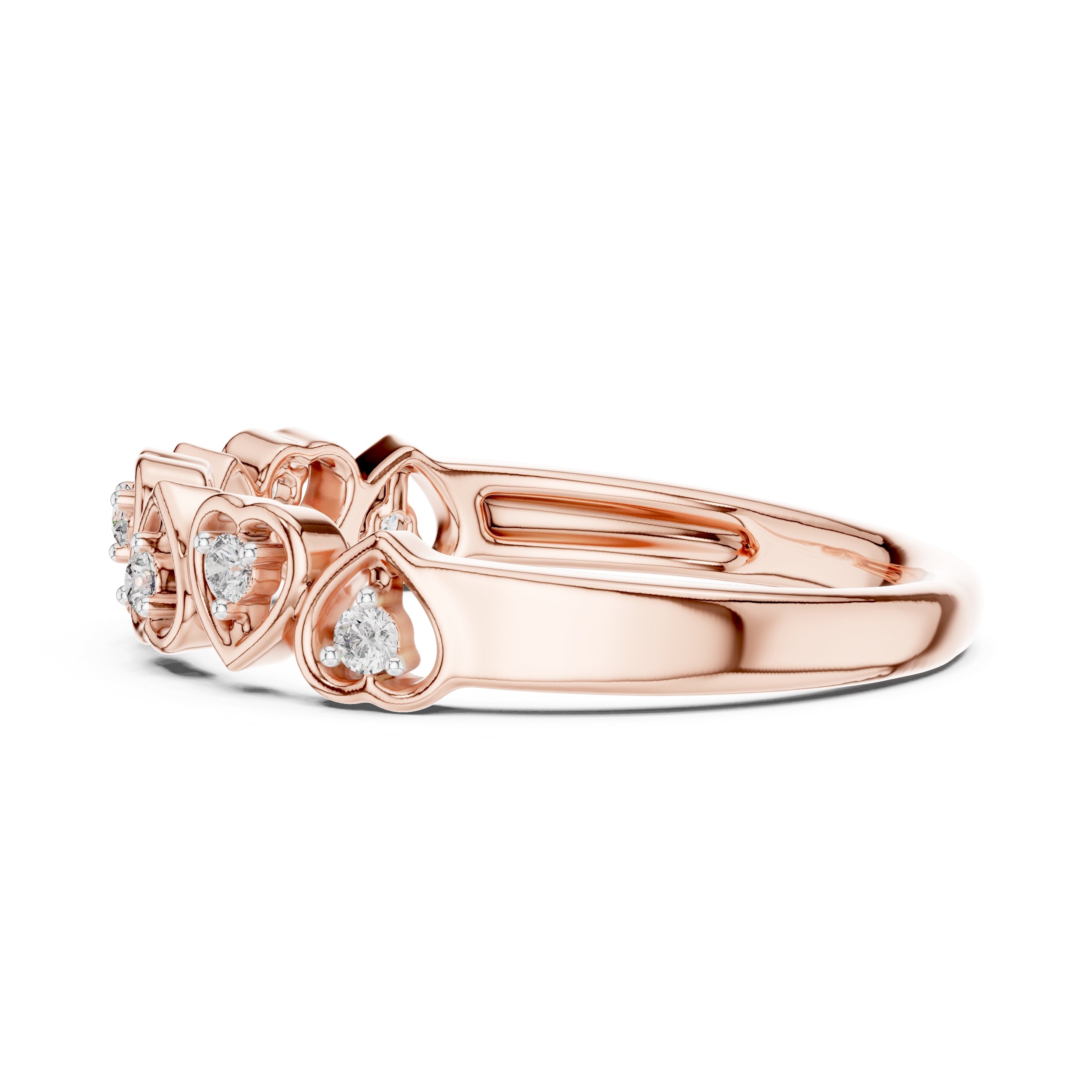 Interlinked Heart Diamond Band Rose Gold