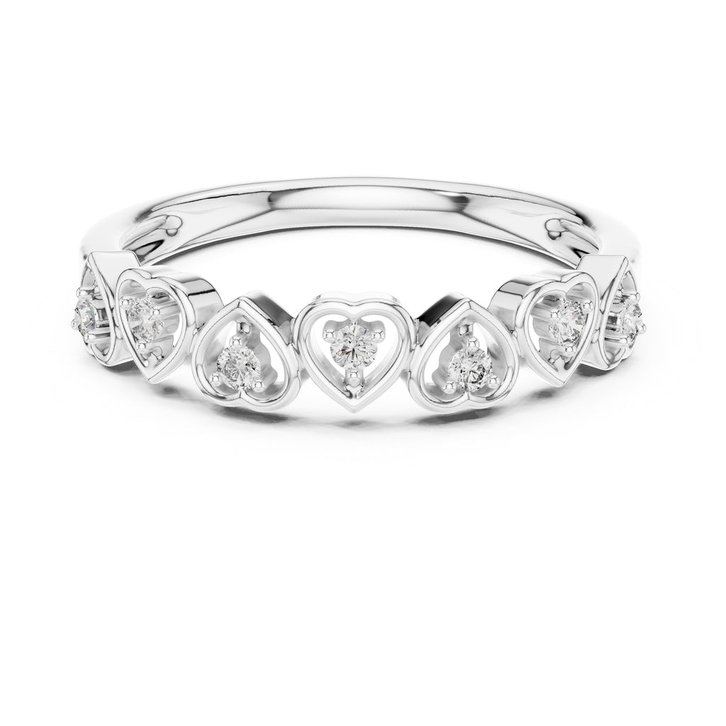 Interlinked Heart Diamond Band White Gold
