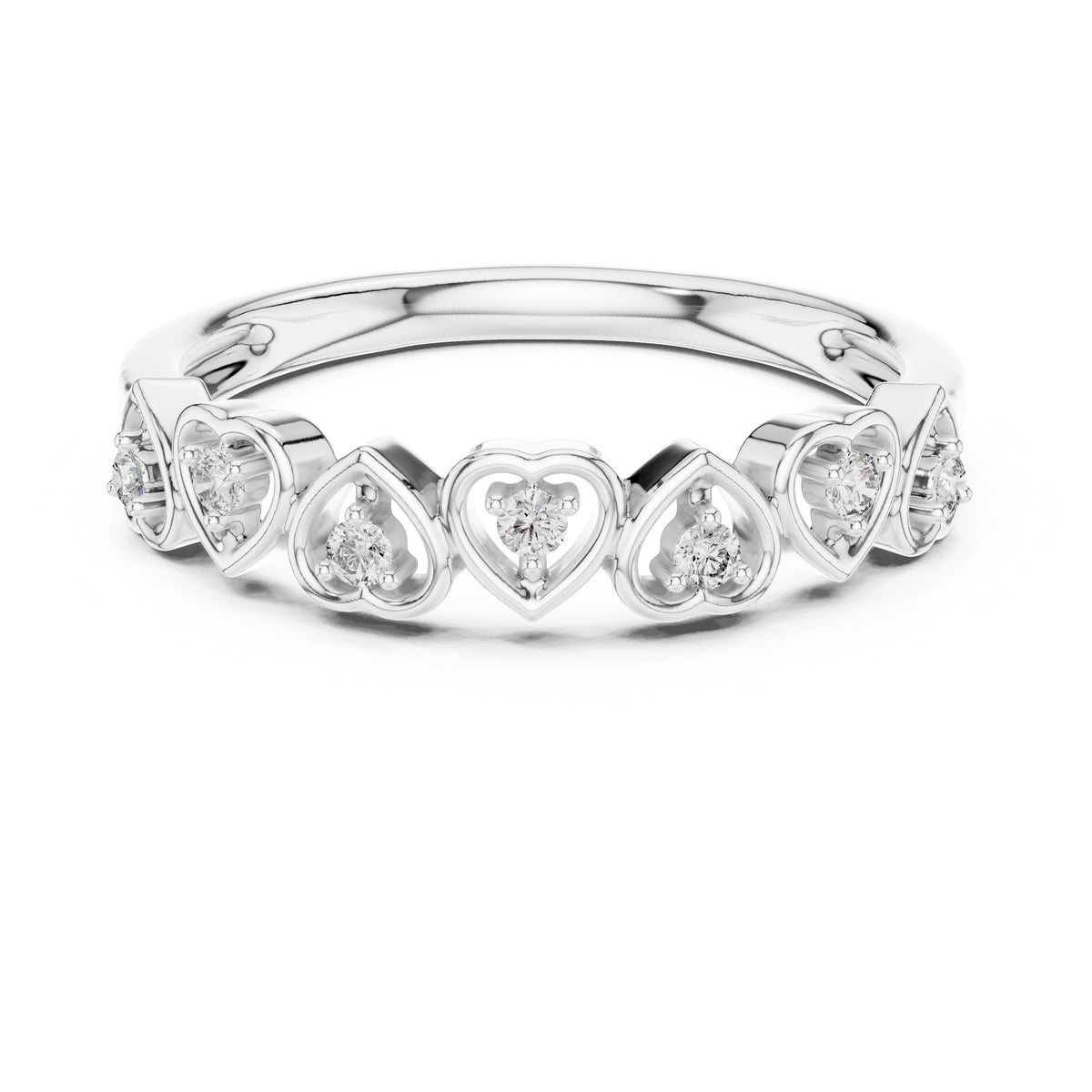 Interlinked Heart Diamond Band White Gold
