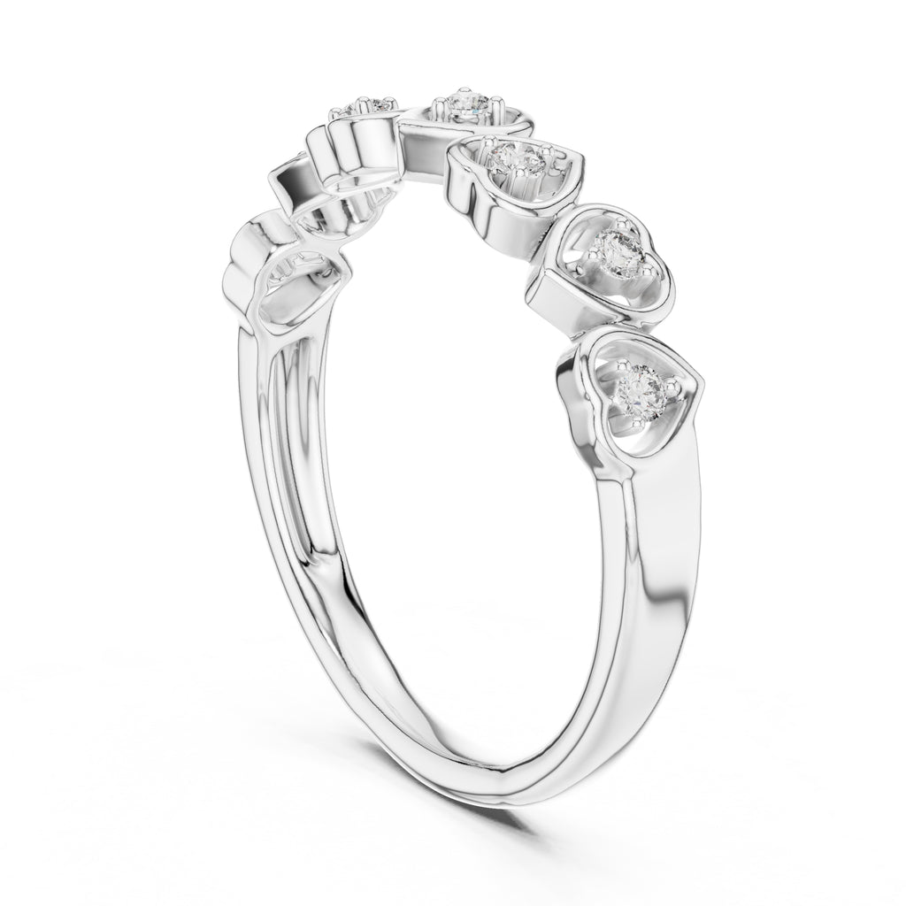 Interlinked Heart Diamond Band White Gold