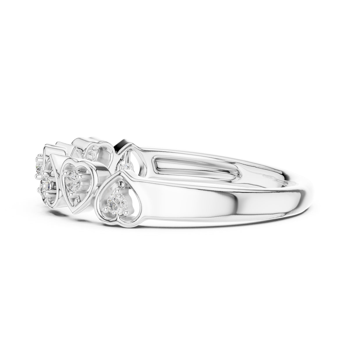 Interlinked Heart Diamond Band White Gold