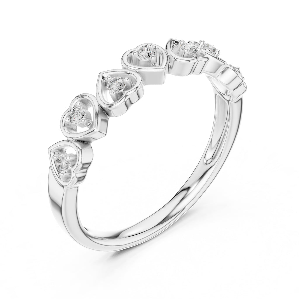 Interlinked Heart Diamond Band White Gold