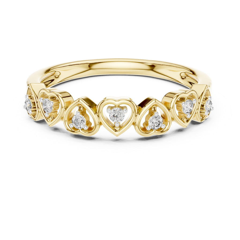 Interlinked Heart Diamond Band Yellow Gold