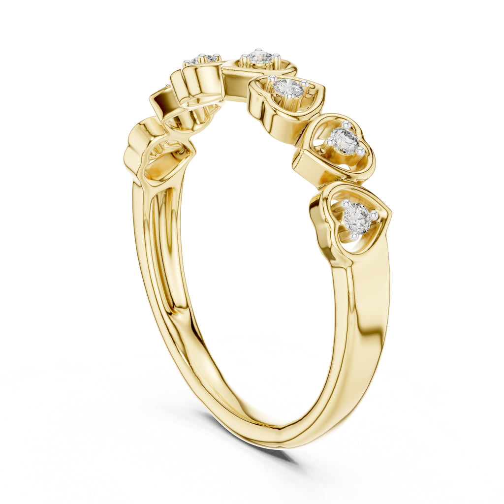 Interlinked Heart Diamond Band Yellow Gold
