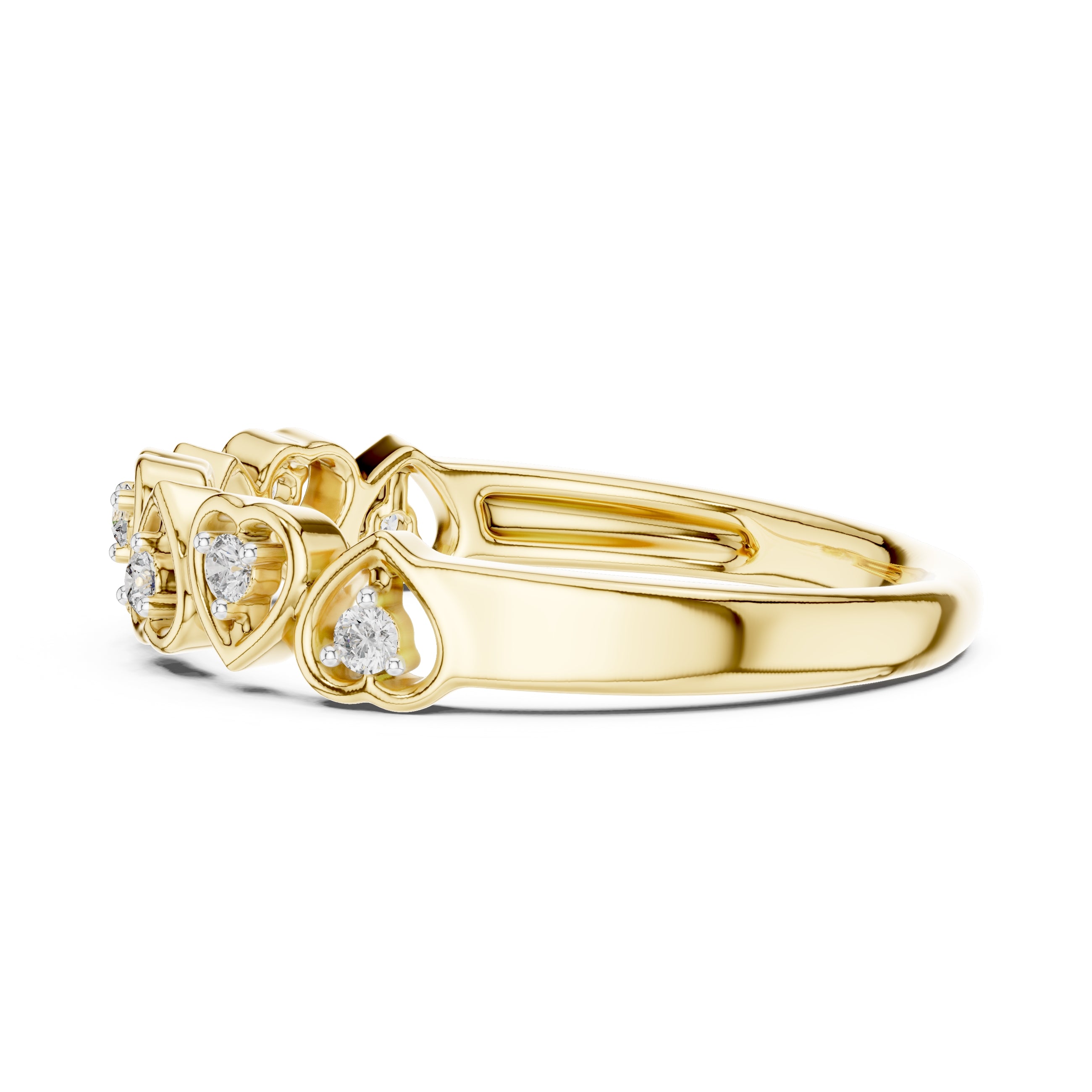 Interlinked Heart Diamond Band Yellow Gold