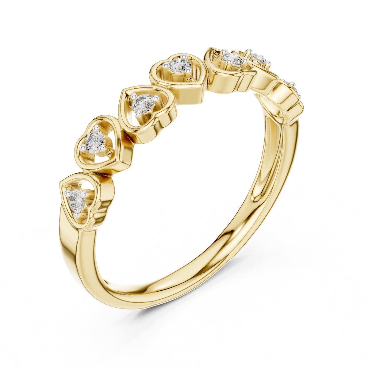 Interlinked Heart Diamond Band Yellow Gold