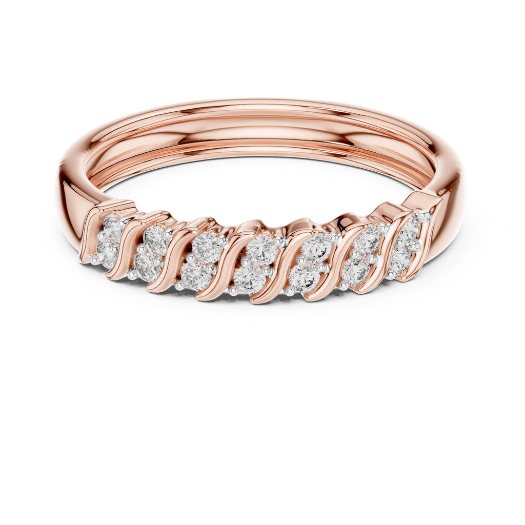 Wavy Cluster Diamond Band Rose Gold
